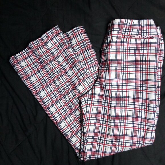 Vintage Levi's Sta-Prest Gals Plaid Polyester Pants Flared - Picture 1 of 8